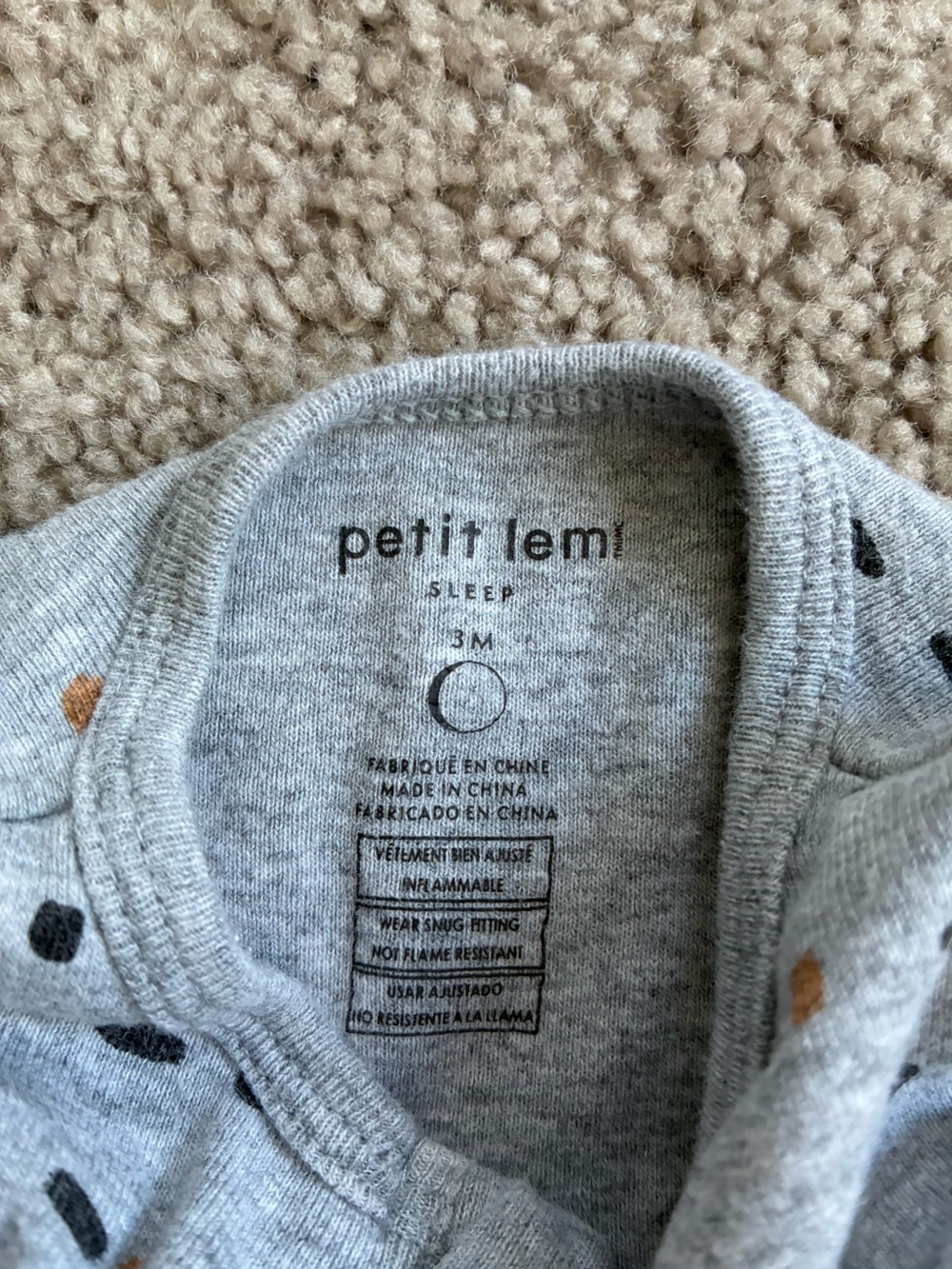 Petit Lem 3-Pack Footed One-Pieces in Black, Light Blue, and Light Gray - Picture 13 of 16